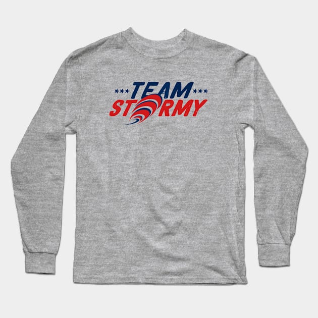 Team Stormy Daniels I Am With Her Red Blue Stars Hurricane Logo Long Sleeve T-Shirt by ZAZIZU